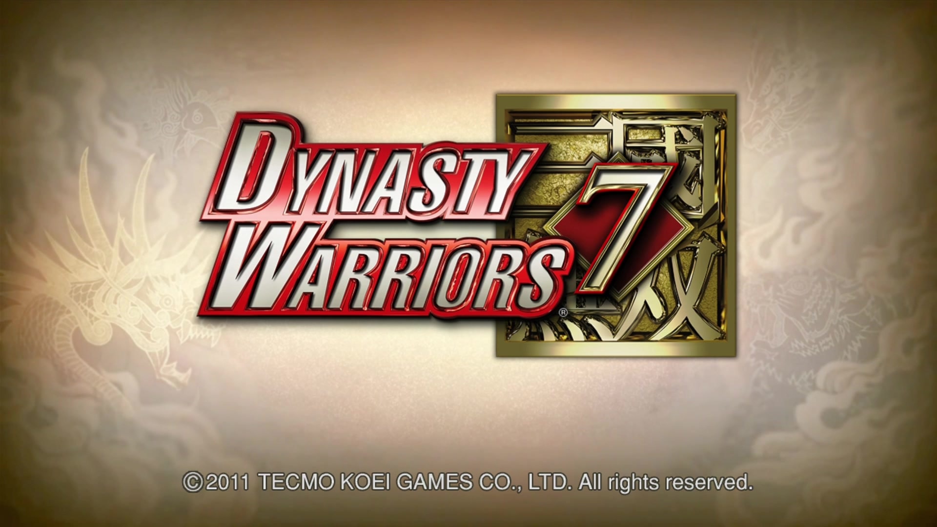 Dynasty Warriors 7 title screen for Xbox 360